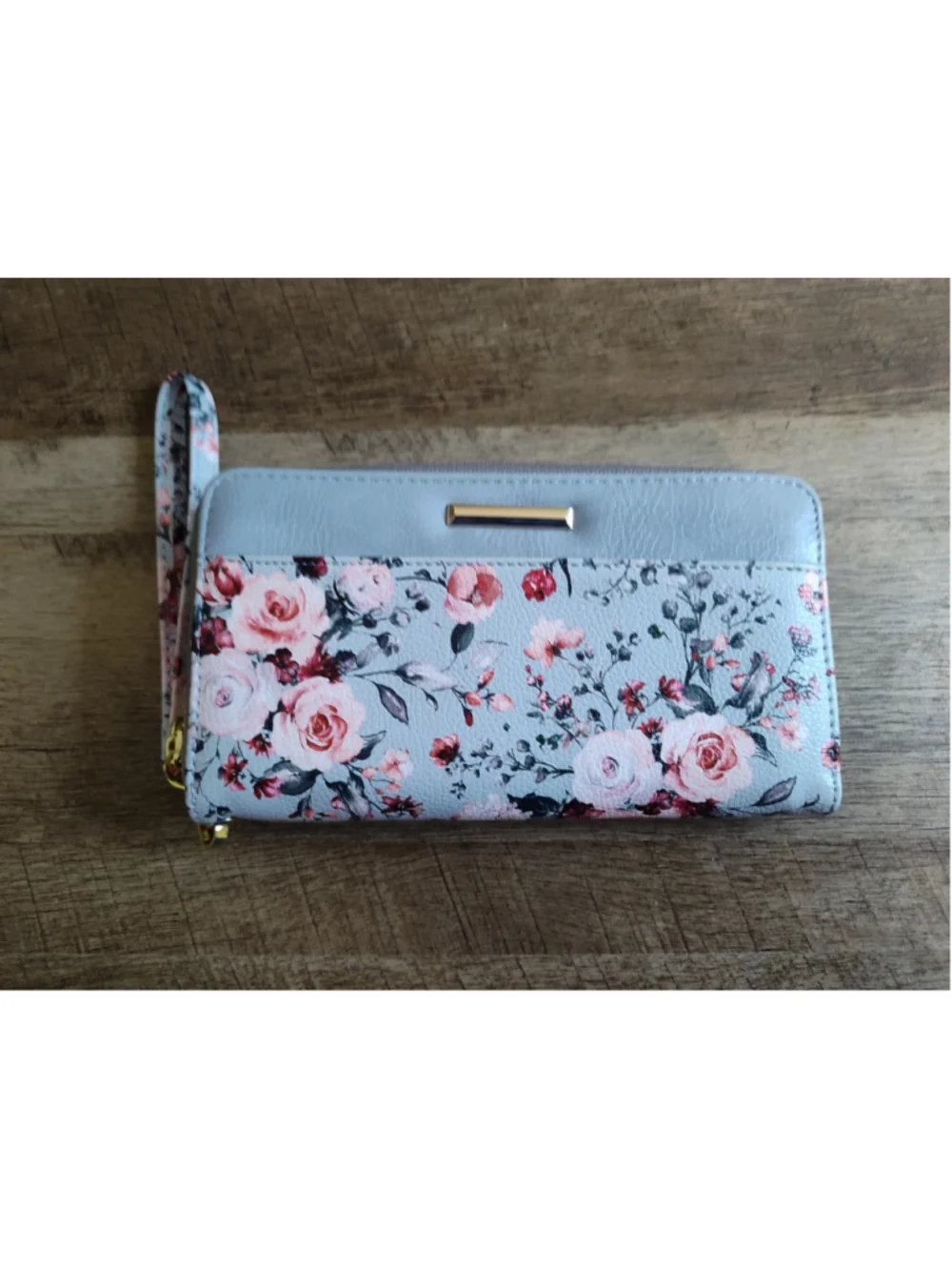 Women's Unbranded Floral Print Wristlet Wallet, One Size, Blue and Pink